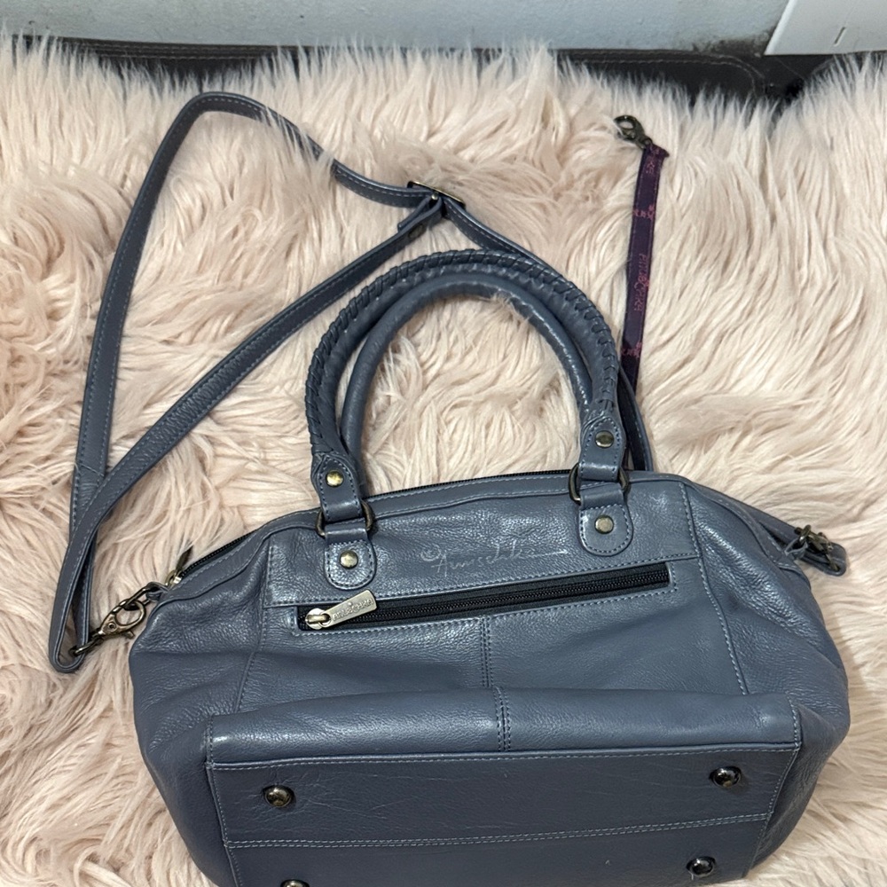 RARE Anuschka Floral Gray and Pink Handbag small to medium - Picture 10 of 10